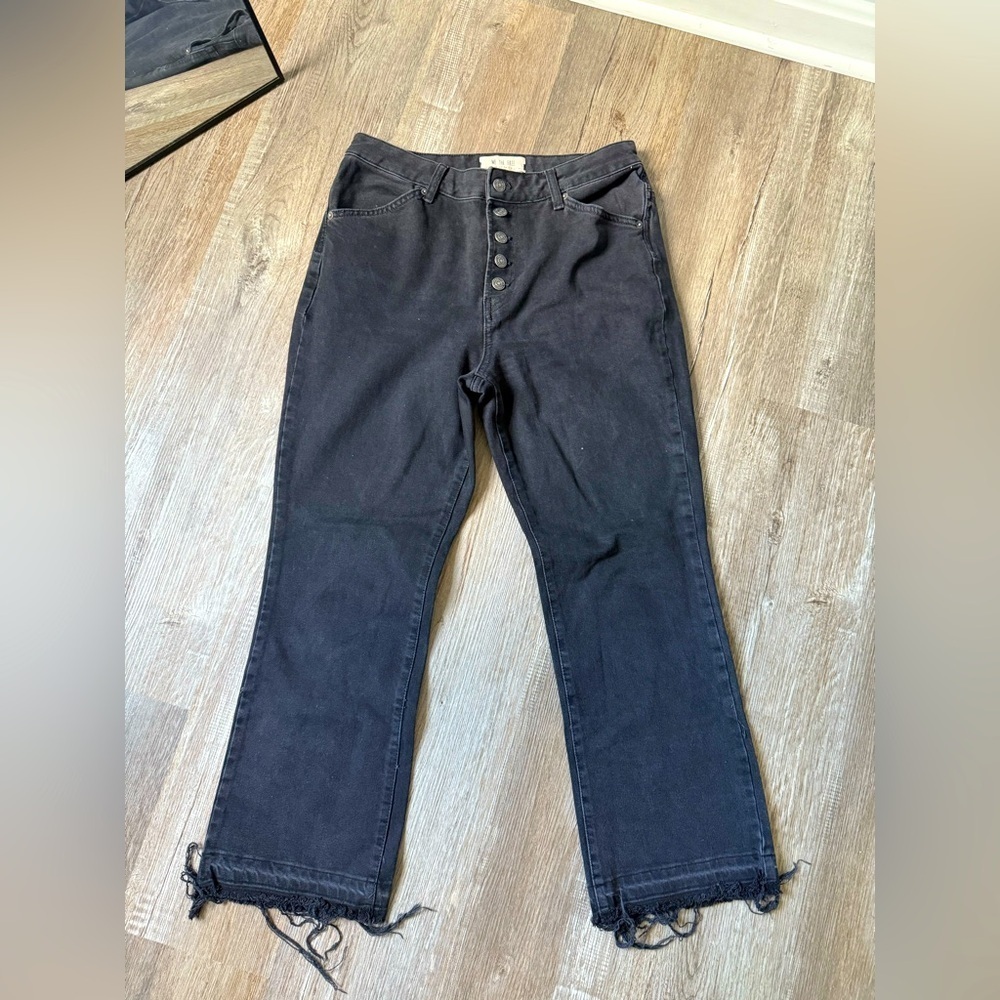 We The Free Dylan Raw Hem High Rise Mom Jeans Button Fly Black Size 29